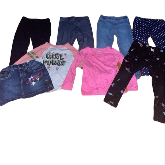 Girls lot of 5 pants 2 tops and 1 skirt - Picture 1 of 8